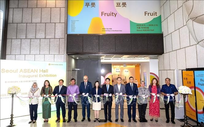 Delegates cut the ribbon to inaugurate the ASEAN Hall in Seoul (Photo: VNA)