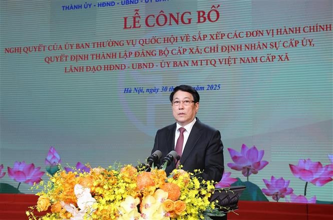 State President Luong Cuong speaks at the ceremony (Photo: VNA)