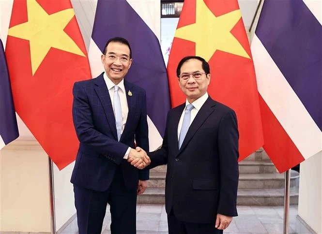 Deputy Prime Minister and Minister of Foreign Affairs Bui Thanh Son (R) and Thai Minister of Foreign Affairs Maris Sangiampongsa (Photo: VNA)