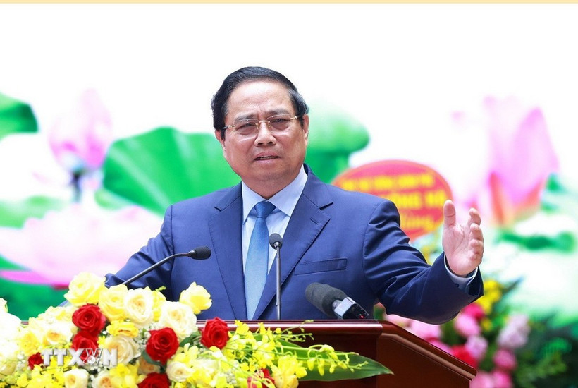 PM Pham Minh Chinh speaks at the first Party Congress of the Ministry of Construction on August 5. (Photo: VNA)