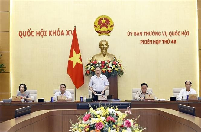 NA Chairman Tran Thanh Man speaks at the 48th session of the NA Standing Committee. (Photo: VNA)