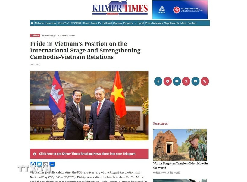 A screenshot of the article (Photo: VNA)