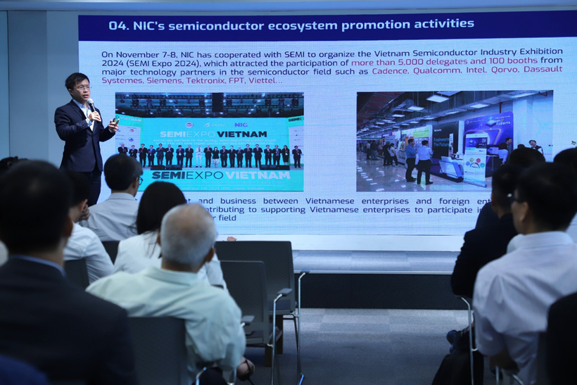 Nguyen Khanh Linh, head of investment promotion and strategic technology development of the National Innovation Centre (NIC), speaks at the forum. (Photo: NIC) Nguyen Khanh Linh, head of investment promotion and strategic technology development of the National Innovation Centre (NIC), speaks at the forum. (Photo: NIC)