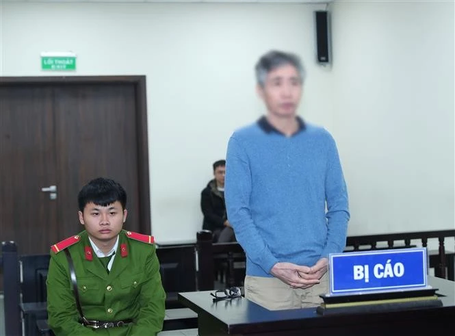 Defendant Truong Huy San, 64, at the first-instance trial on February 27 in Hanoi. (Photo: VNA)