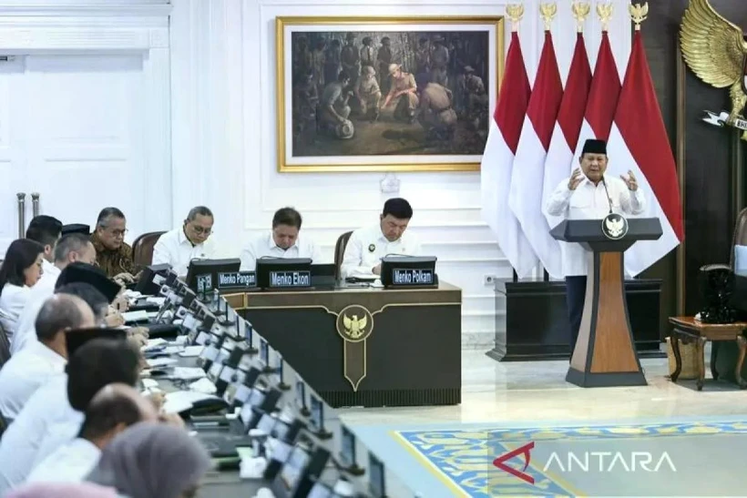 Indonesia's President Prabowo Subianto chairs a Cabinet meeting in Jakarta on March 21, 2025. (Photo: Antara)