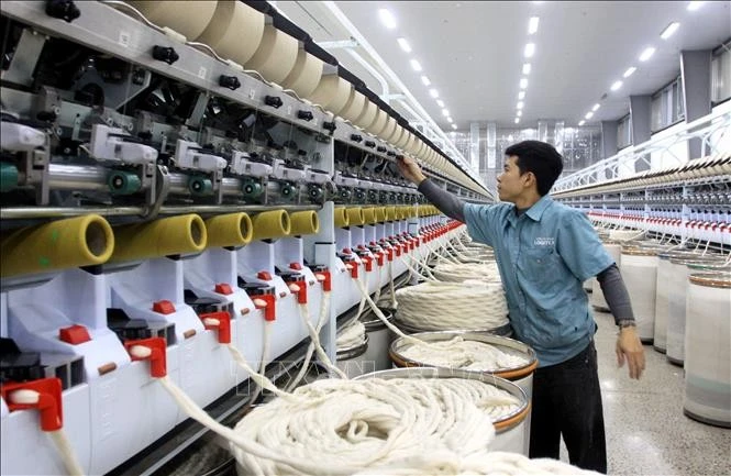 Yarn production at the Logitex Co., Ltd in Vu Ninh Industrial Cluster, Kien Xuong district, Thai Binh province. (Photo: VNA)