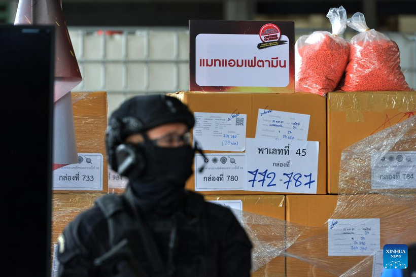 Thailand destroys over 20 tonnes of drugs worth 6.45 billion THB. (Photo: english.news.cn)