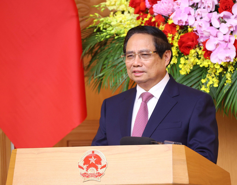 PM Pham Minh Chinh speaks at the meeting (Photo