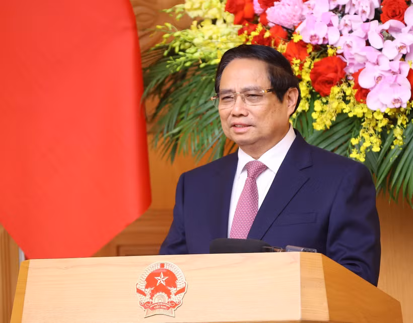 PM Pham Minh Chinh speaks at the meeting (Photo