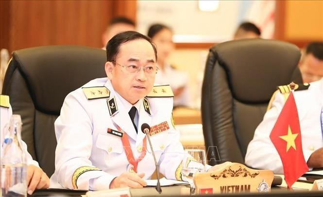 Vice Admiral Tran Thanh Nghiem, Commander of the Vietnam People’s Navy, speaks at the 19th ASEAN Navy Chiefs’ Meeting (ANCM-19) in Malaysia. (Photo: VNA)