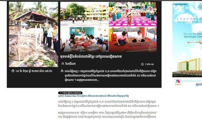 An article about Khmer community in Vietnam on the Koh Santepheap Daily newspaper on June 4. (Photo: VNA)
