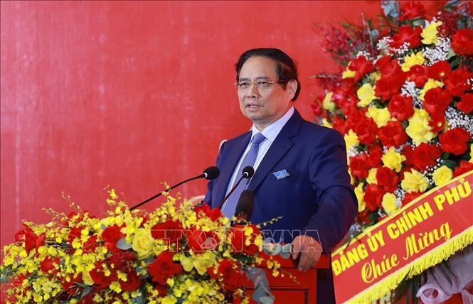 Prime Minister Pham Minh Chinh addresses the 4th Party Congress of the EVN Party Organisation for the 2025–2030 tenure held in Hanoi on August 10 (Photo: VNA)