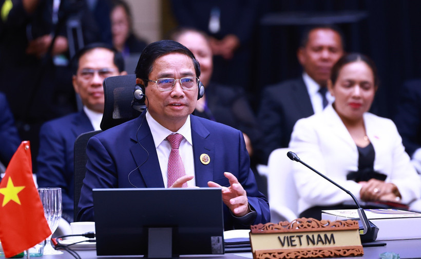Vietnamese Prime Minister Pham Minh Chinh speaks at the Plenary Session of the 46th ASEAN Summit in Kuala Lumpur, Malaysia, on May 26. (Photo: VNA)