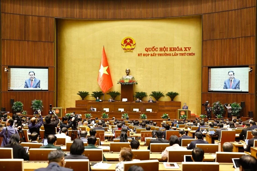 NA Chairman Tran Thanh Man addressing the opening session of the 15th NA’s 9th extraordinary sitting (Photo: VNA)