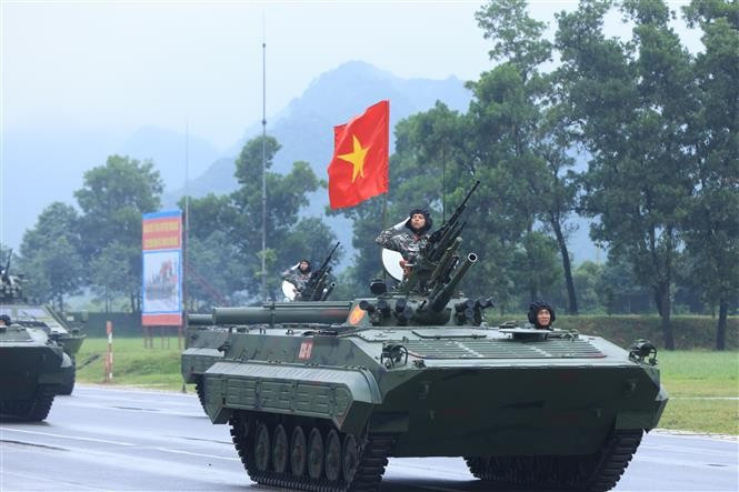 The armoured force at the rehearsal. (Photo: VNA)