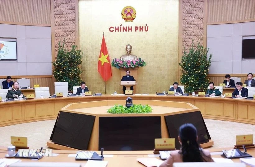 Prime Minister Pham Minh Chinh addresses the meeting (Photo: VNA)