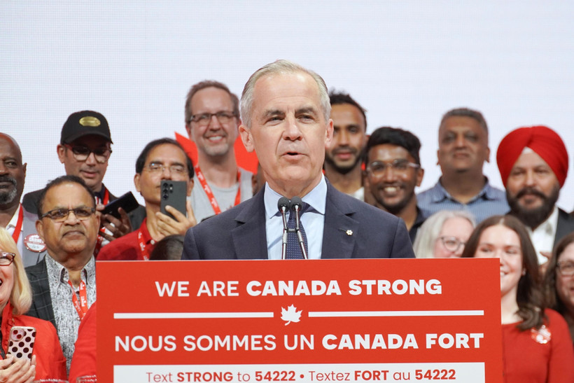 Canadian Prime Minister Mark Carney speaks in Ottawa after his Liberal Party wins the general election, April 29, 2025. (Photo: Kyodo/VNA)