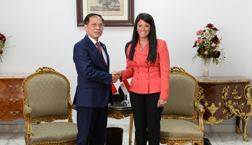 Deputy Prime Minister and Minister of Foreign Affairs Bui Thanh Son on August 5 meets with Egyptian Minister of Planning, Economic Development and International Cooperation Rania A. Al-Mashat. (Photo: VNA)