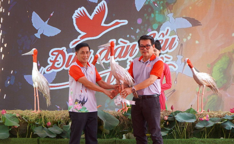 Dong Thap receives the first sarus cranes from Thailand for conservation. (Photo: VNA)