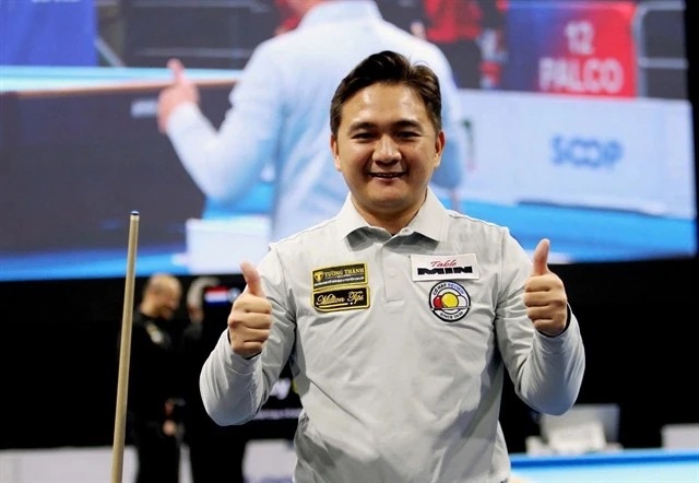 Tran Thanh Luc expresses his joy after defeating Tayfun Tasdemir in the final match. (Photo: Courtesy of Tran Thanh Luc)