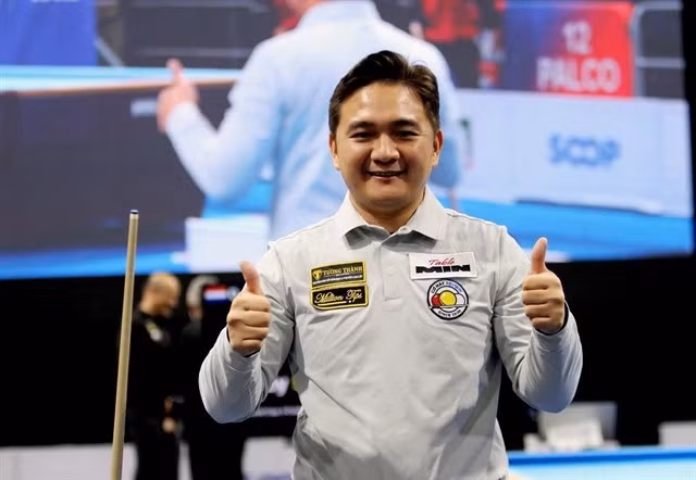 Tran Thanh Luc expresses his joy after defeating Tayfun Tasdemir in the final match. (Photo: Courtesy of Tran Thanh Luc)