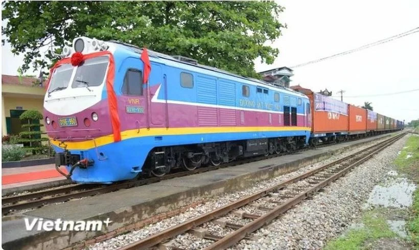 A freight train connecting Vietnam with China (Photo: VNA)