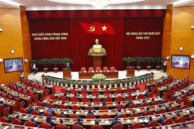 The 11th plenum of the 13th Party Central Committee wrapped up on April 12 afternoon after three days of sitting (Photo: VNA)