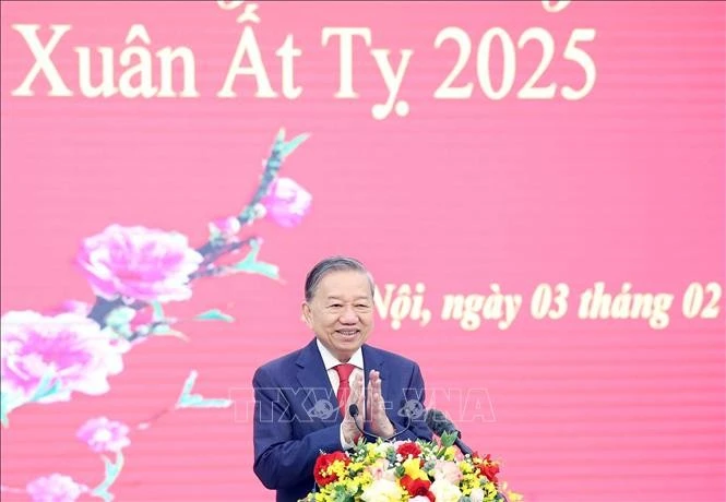 Party General Secretary To Lam speaks at the meeting. (Photo: VNA)