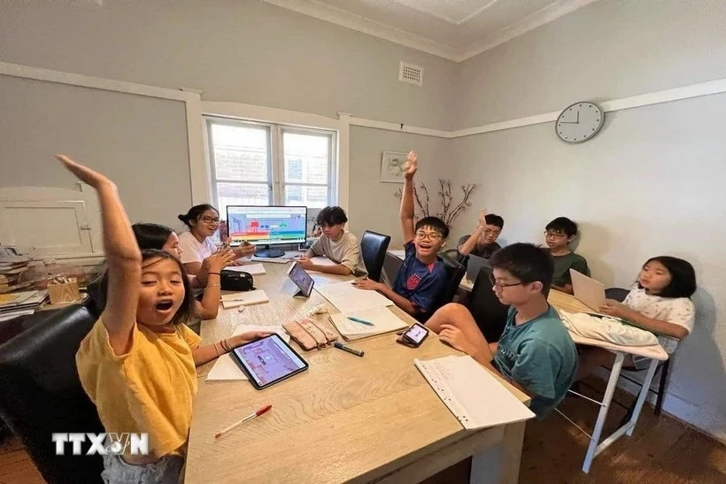 Vietnamese-Australian children at the Vietnamese language classroom (Photo: VNA)