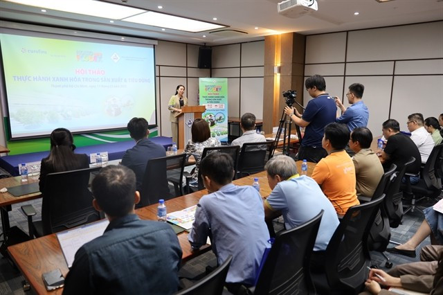 Ho Thi Quyen, deputy director of the Investment and Trade Promotion Centre of HCM City, speaks at a seminar titled “Green Practices in Production and Consumption” on March 11. (Photo courtesy of ITPC)