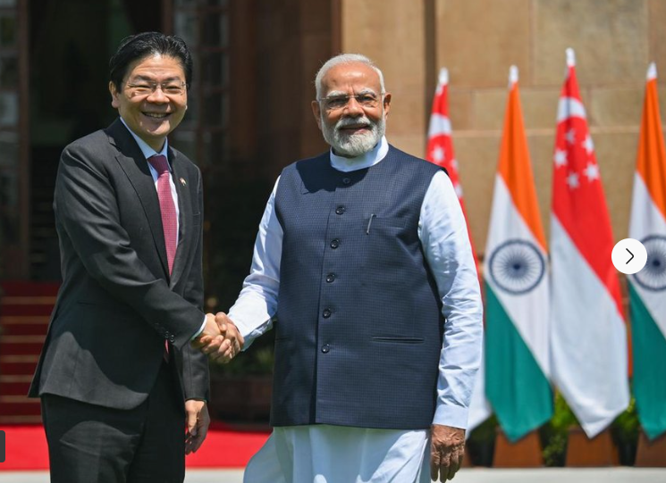 Singapore's Prime Minister Lawrence Wong and his Indian counterpart Narendra Modi at Hyderabad House in New Delhi on September 4 (Photo: The Straits Times)