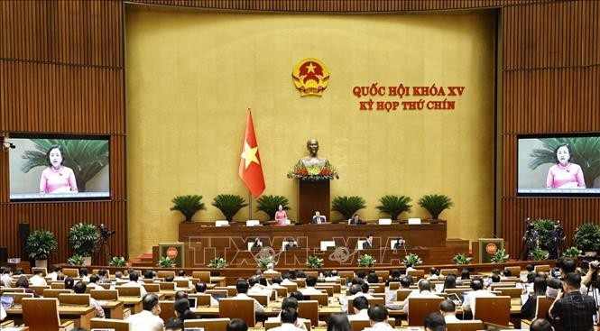 NA Vice Chairwoman Nguyen Thi Thanh speaks at the 15th National Assembly (NA)’s 9th session on May 10. (Photo: VNA)