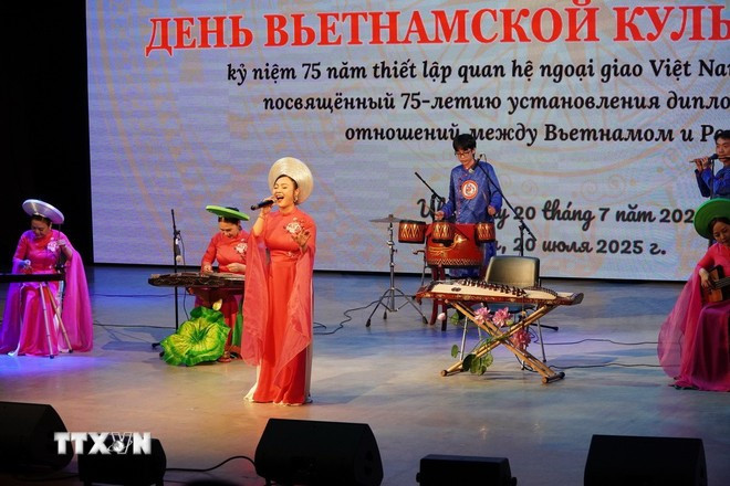 An art performance at the programme (Photo: VNA)