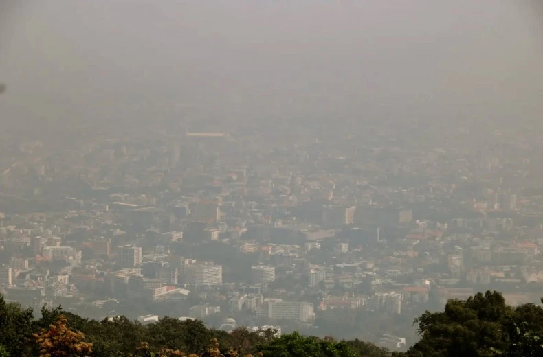 Haze attributed mainly to crop burning hangs over Chiang Mai in December 2023. (Photo: Northern Development Foundation) 