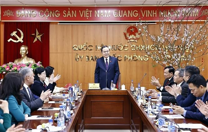 NA Chairman Tran Than Man speaks at a working session with a NA committee on February 4. (Photo: VNA)
