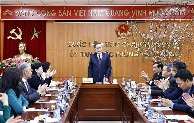 NA Chairman Tran Than Man speaks at a working session with a NA committee on February 4. (Photo: VNA)