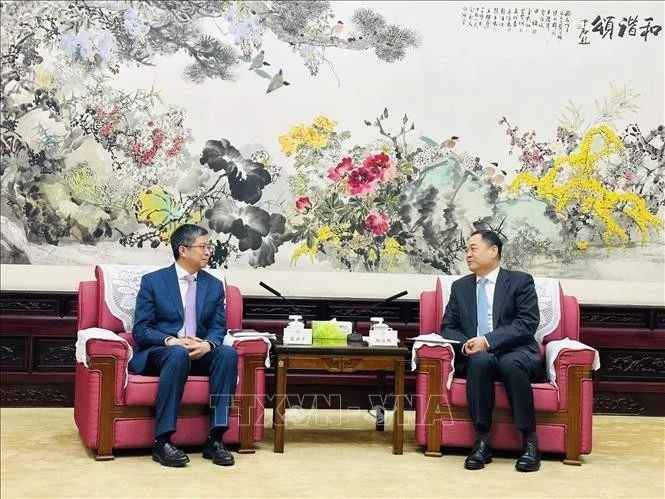 Vietnamese Ambassador to China Pham Thanh Binh (L) and President of the Chinese People’s Association for Friendship with Foreign Countries Yang Wanming. (Photo: VNA)