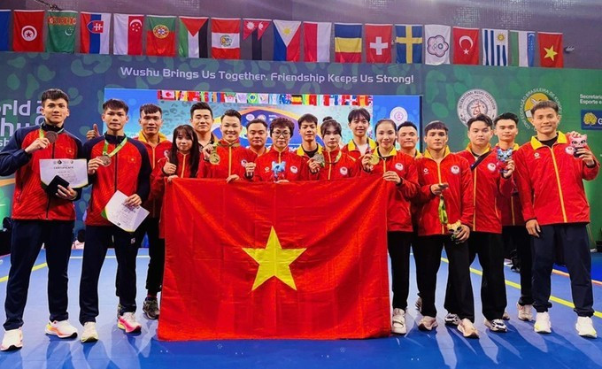 Vietnam’s wushu team wins two gold, two silver and three bronze medals at the 2025 World Championships in Brazil. (Photo: Sai gon Giai phong newspaper)