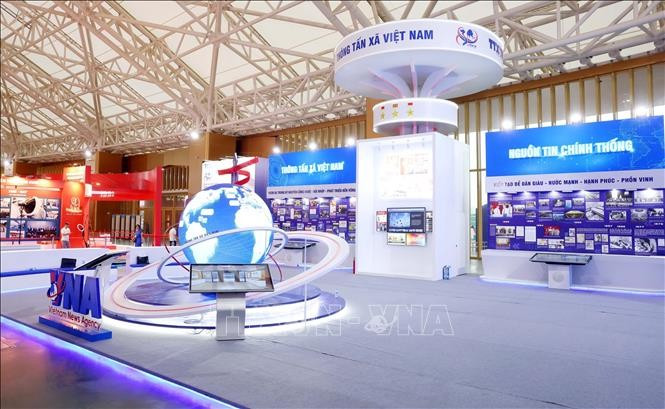 The Vietnam News Agency’s booth at the exhibition themed “80-Year Journey of Independence – Freedom – Happiness”. (Photo: VNA)