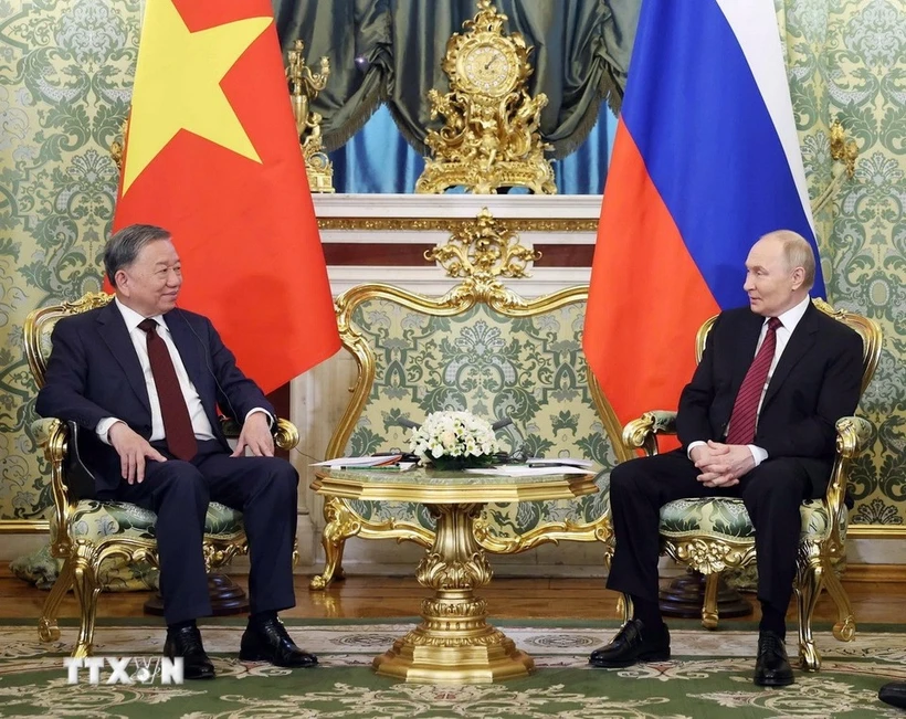 Party General Secretary To Lam (L) holds talks with Russian President Vladimir Putin. (Photo: VNA)
