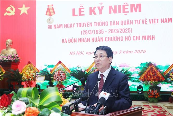 State President Luong Cuong addresses the ceremony. (Photo: VNA)