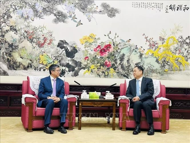 Vietnamese Ambassador to China Pham Thanh Binh (L) and President of the Chinese People’s Association for Friendship with Foreign Countries Yang Wanming. (Photo: VNA)
