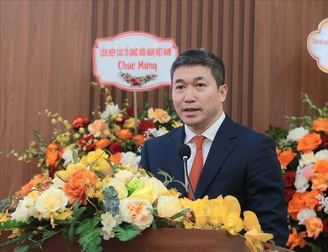 Phan Anh Son, President of the VUFO, speaks at the congress (Photo: VNA)