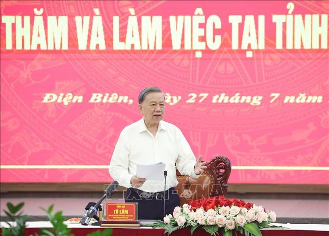 Party General Secretary To Lam speaks at a working session with the Party Committee of Dien Bien on July 27. (Photo: VNA)