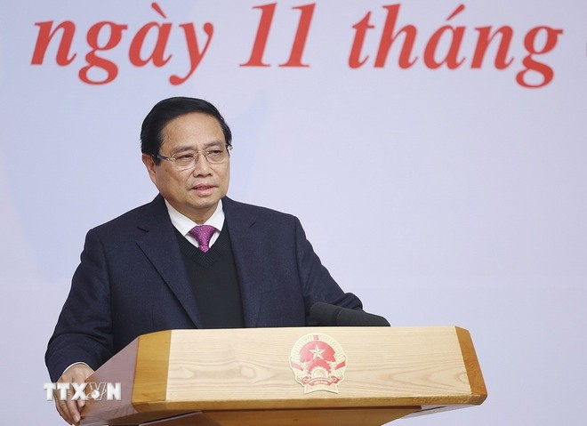 Prime Minister Pham Minh Chinh addresses the meeting. (Photo: VNA)