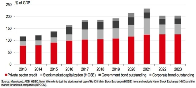 Vietnam’s economic growth has been financed primarily by an expansion in bank credit. (Photo: Courtesy of the HSBC)