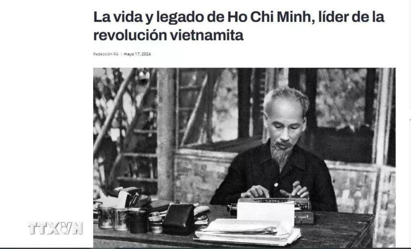 The screenshot of Argentina’s Reporte Asia featuring an article praising President Ho Chi Minh on the occasion of his birth anniversary.