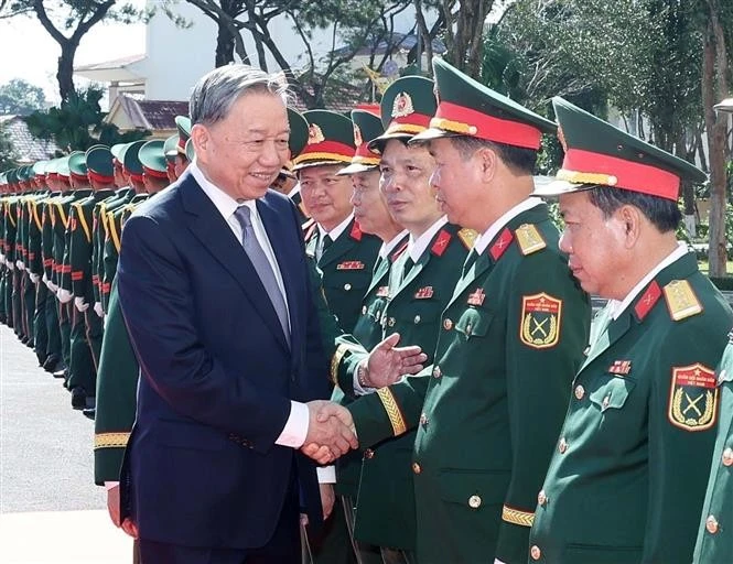 Party General Secretary To Lam visits officers and soldiers of Corps 34 in Gia Lai on January 6 (Photo: VNA)