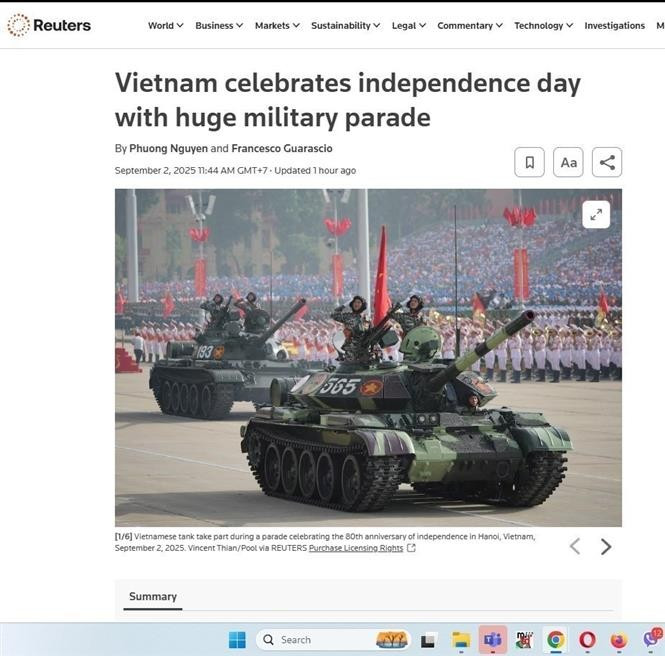 A screenshot of the article on Reuters (Photo: VNA)