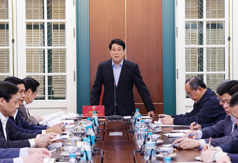 State President Luong Cuong speaks at the meeting (Photo: VNA)